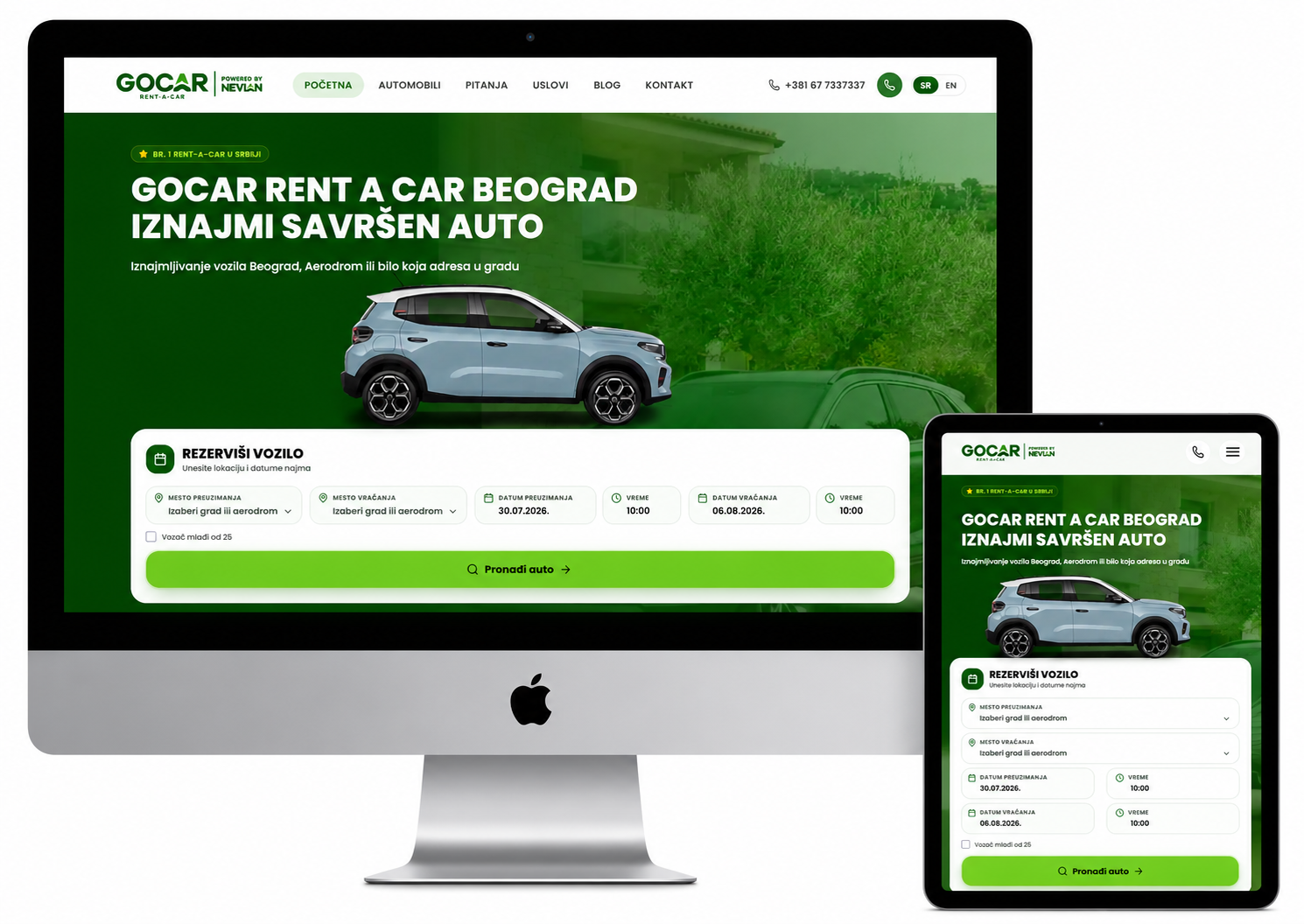 GoCar rent a car izrada sajta